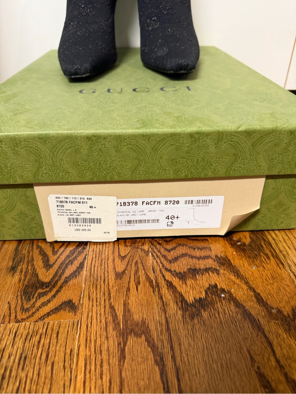 Gucci Black Embossed Knit Heeled Sock Boots - Picture 2 of 10